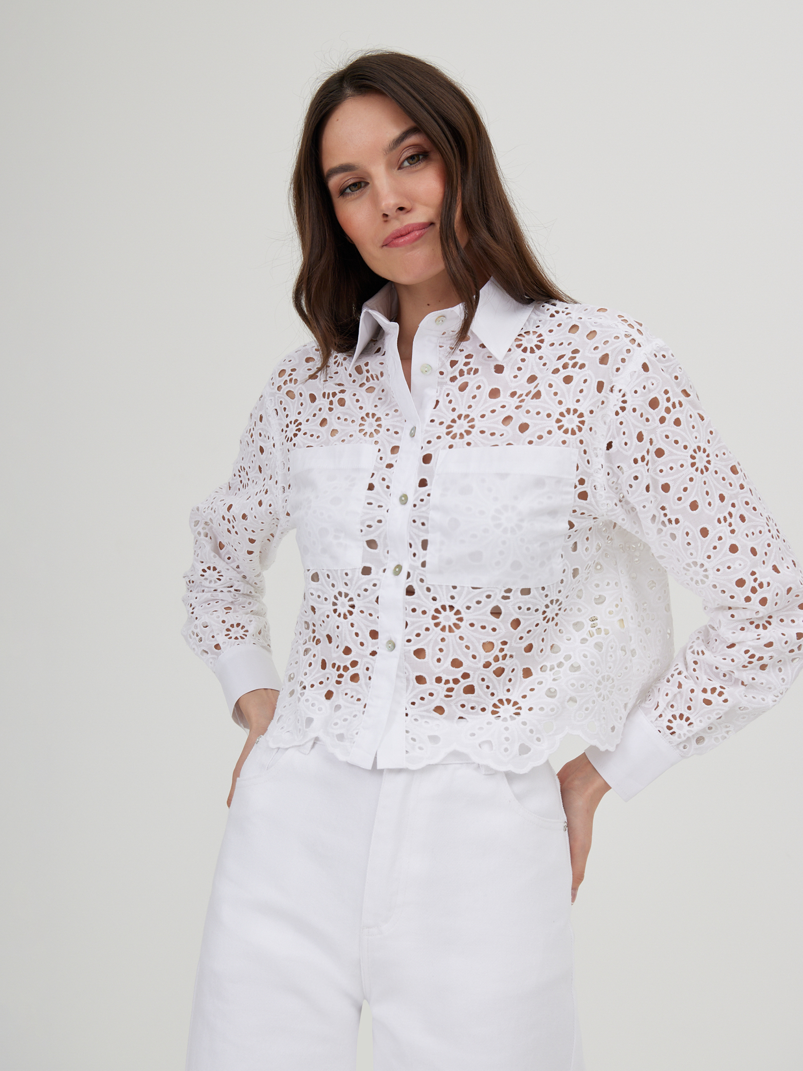 Блузка женская белая блузка ostin с цветами 44 размер