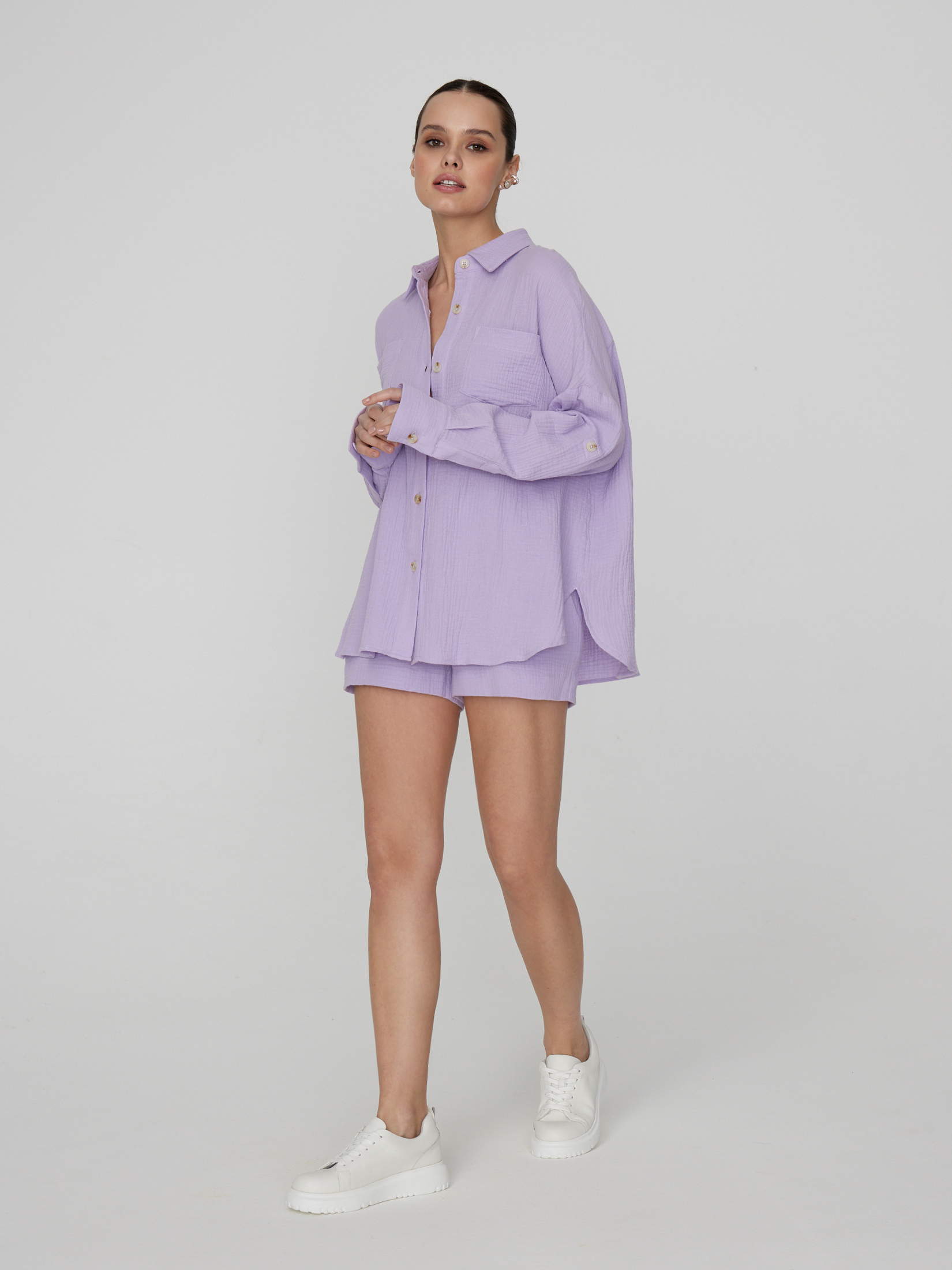 Шорты женские лавандовые шорты монотекс размер 44 фиолетовый