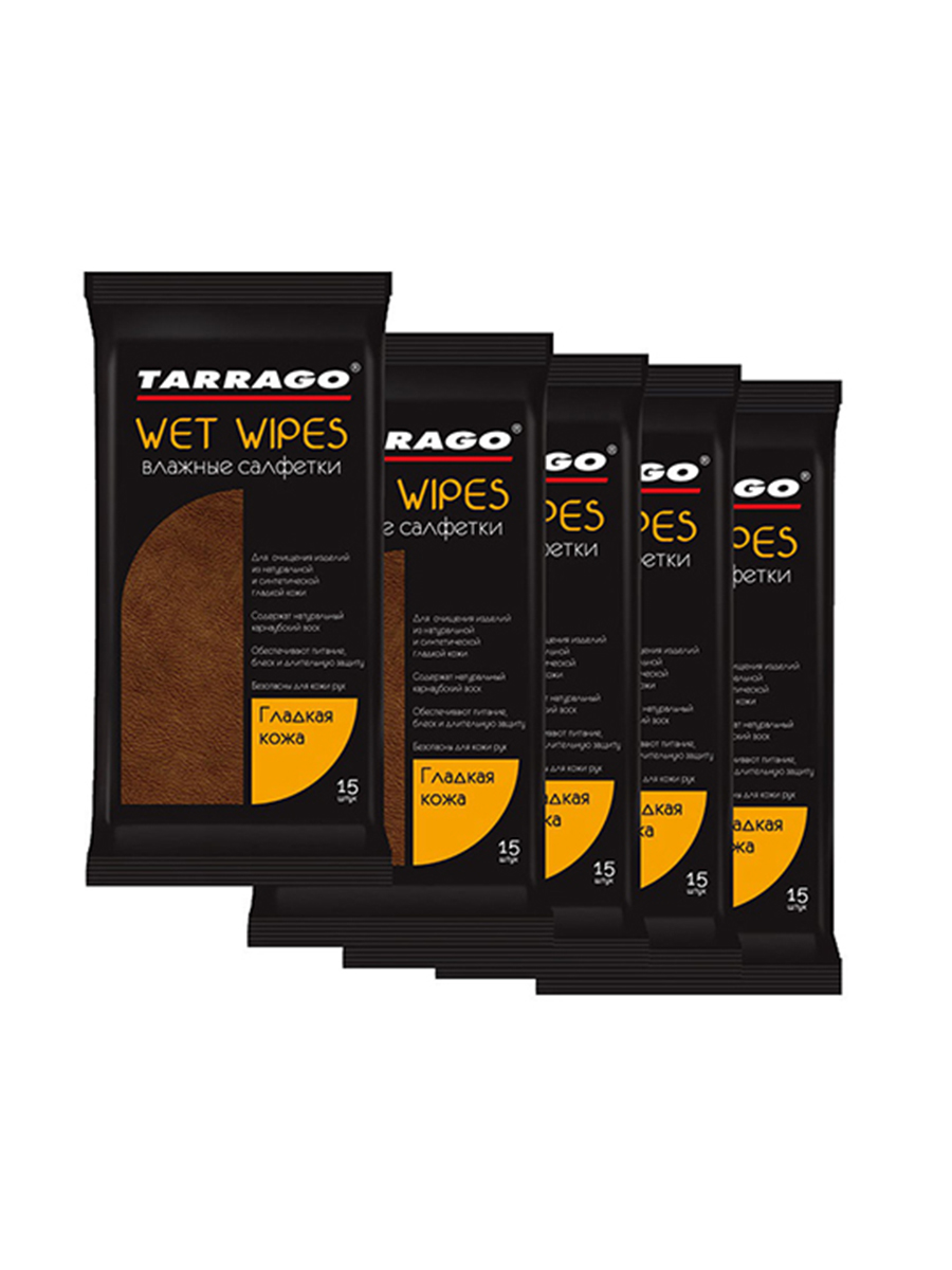 Влажные салфетки для гладкой кожи TARRAGO, 15 шт. полироль для гладкой кожи tarrago instant shine аэрозоль 250 мл