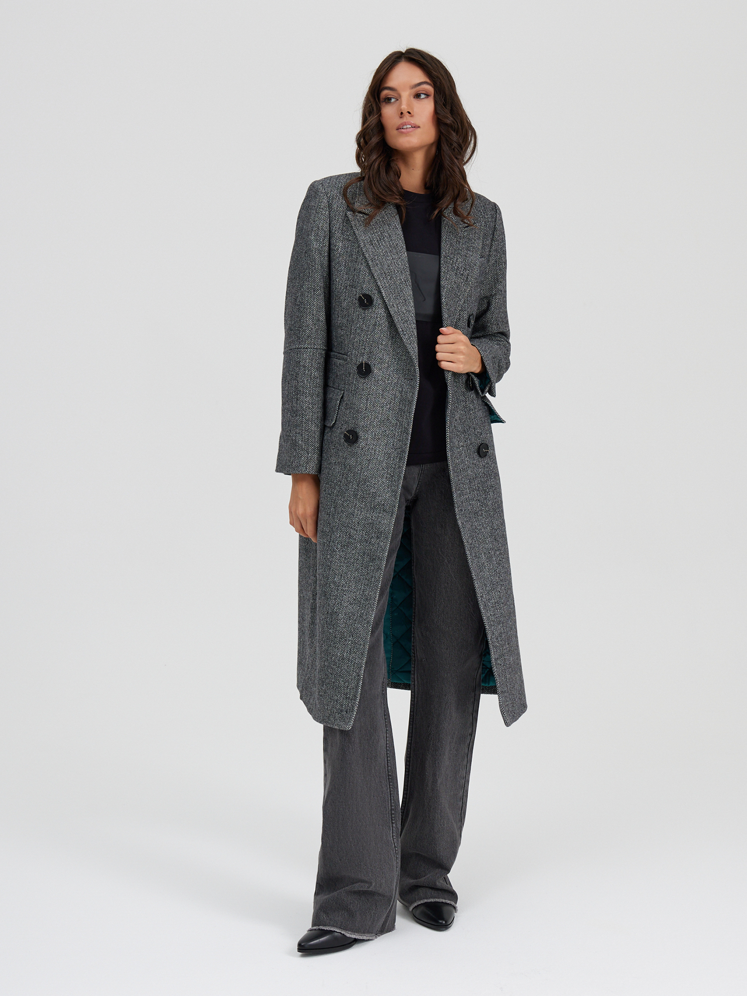 Пальто женское серый меланж пальто сезон стиля размер 44 164 серый