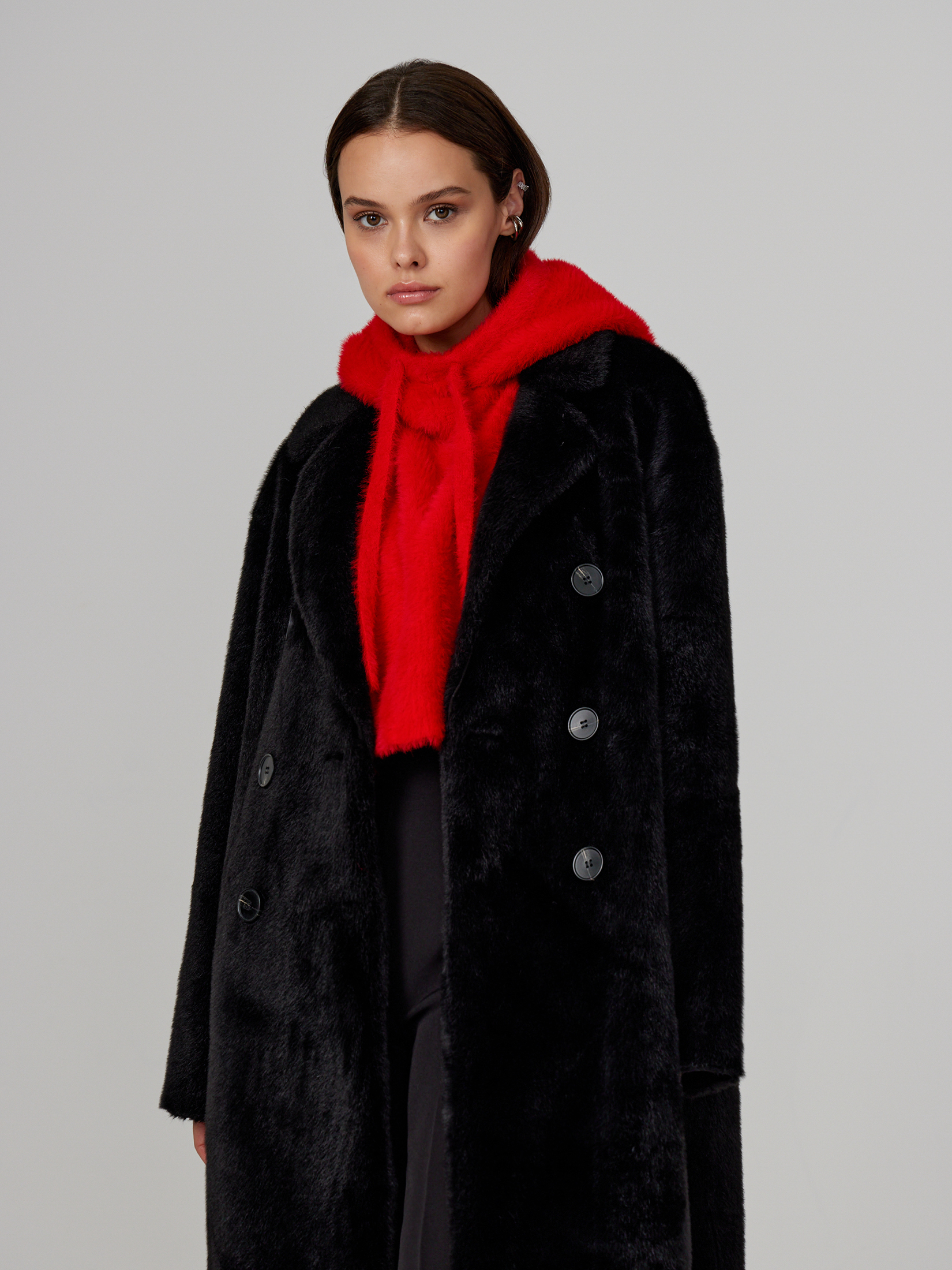 Пальто женское черное пальто размер 50 черный