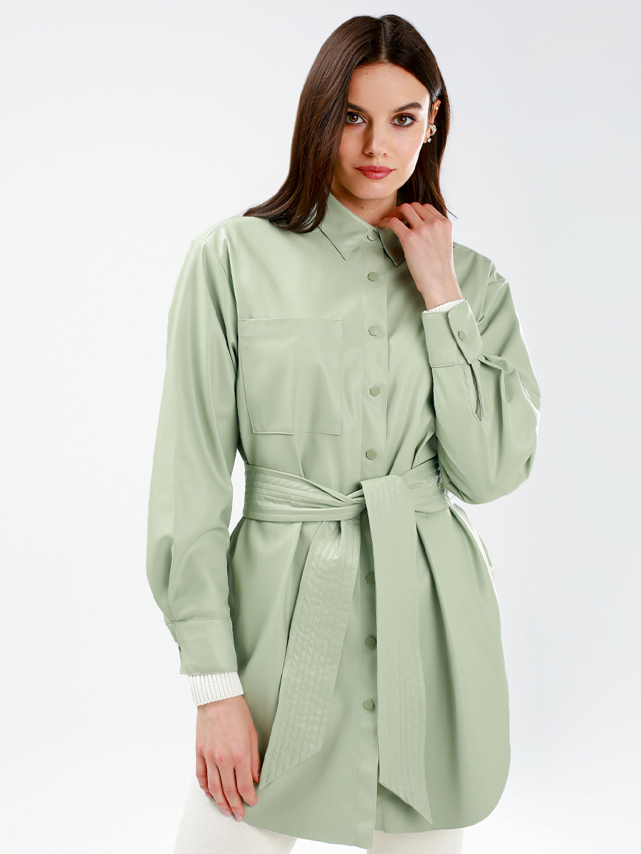 Рубашка-Куртка женская мятная женская мятная рубашка koton зеленый