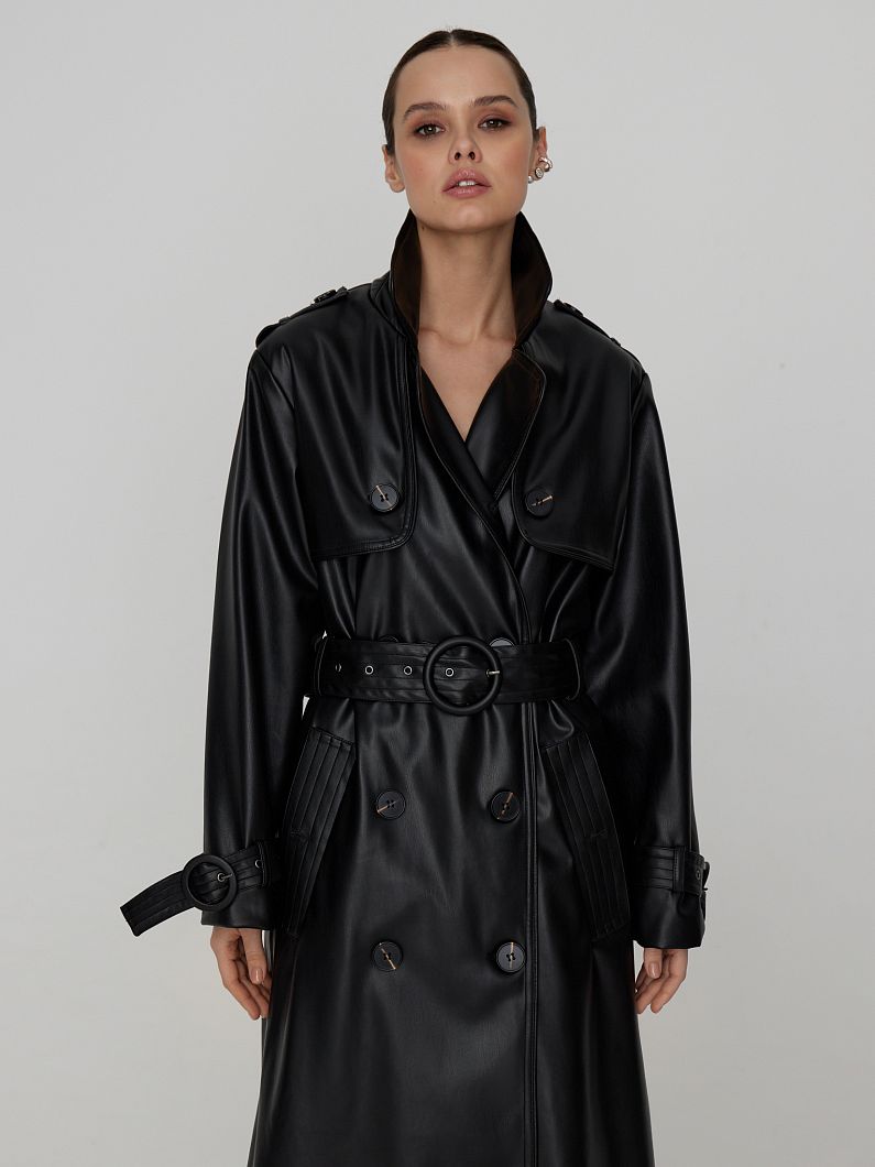 Тренчкот P23S-F29-CB-001 BLK фото - 2